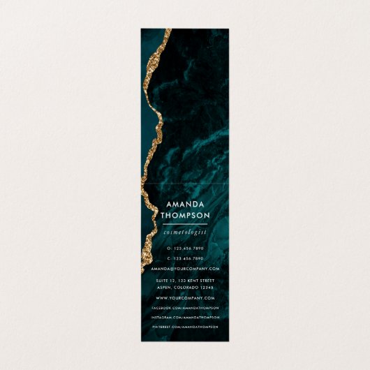 Carte De Visite Turquoise - Pierre d'Agate de Géode Turquoise et O (Intérieur déplié)