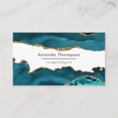 Carte De Visite Turquoise - Pierre d'Agate de Géode Turquoise et O (Devant)