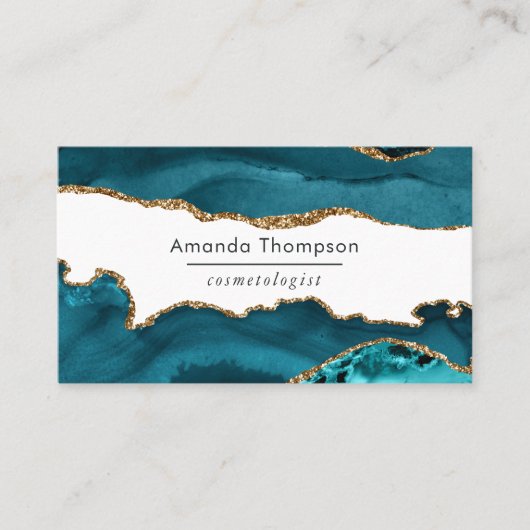 Carte De Visite Turquoise - Pierre d'Agate de Géode Turquoise et O (Devant)