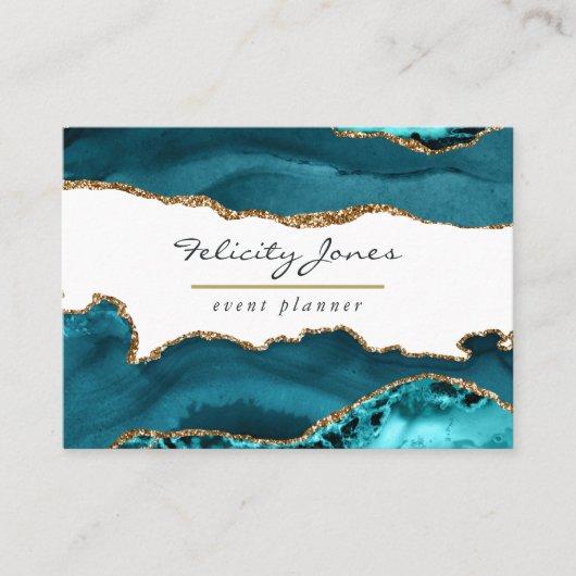 Carte De Visite Turquoise - Pierre d'Agate de Géode Turquoise et O (Devant)