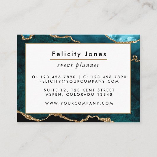 Carte De Visite Turquoise - Pierre d'Agate de Géode Turquoise et O (Dos)