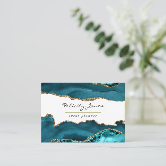 Carte De Visite Turquoise - Pierre d'Agate de Géode Turquoise et O (Debout devant)