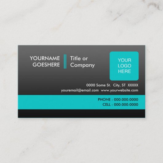 Carte De Visite turquoise professionnel (Devant)