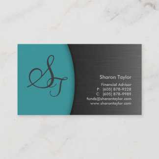 Carte de visite turquoise professionnel en métal