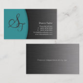 Carte de visite turquoise professionnel en métal (Devant / Derrière)