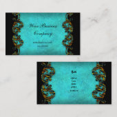 Carte De Visite Turquoise profil bleu Exotic Gold Noir élégant Cla (Devant / Derrière)