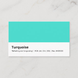 Carte De Visite Turquoise   "Rafraîchissant et vivifiant"   Color