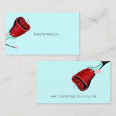 Carte De Visite Turquoise Retro rose (Devant / Derrière)