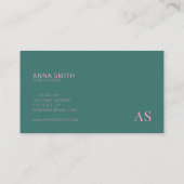 Carte De Visite Turquoise rose élégant Monogramme moderne (Dos)