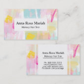 Carte De Visite *~ Turquoise rose jaune Abstrait Pastel Moderne (Devant / Derrière)