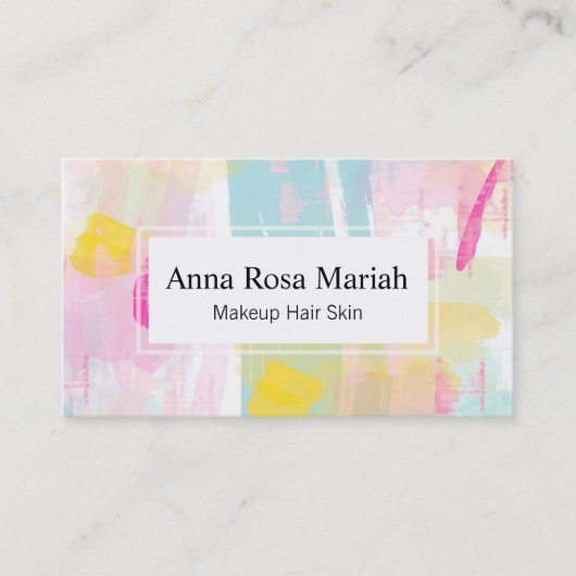 Carte De Visite *~ Turquoise rose jaune Abstrait Pastel Moderne (Devant)