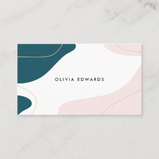 Carte De Visite Turquoise rose vif moderne blanc abstrait