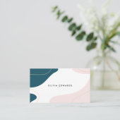 Carte De Visite Turquoise rose vif moderne blanc abstrait (Debout devant)