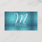 Carte De Visite Turquoise sarcelle agate aqua monogramme ajouter l (Dos)