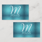 Carte De Visite Turquoise sarcelle agate aqua monogramme ajouter l (Devant / Derrière)