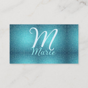 Carte De Visite Turquoise sarcelle agate aqua monogramme ajouter l
