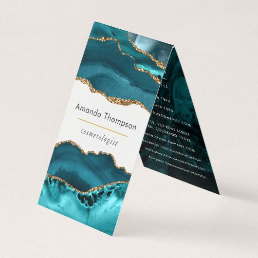 Carte De Visite Turquoise - sarcelle et géode de pierre d'agate do (Devant)