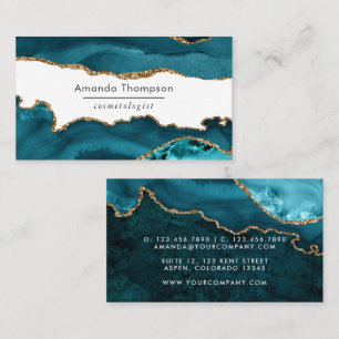 Carte De Visite Turquoise - sarcelle et géode de pierre d'agate do