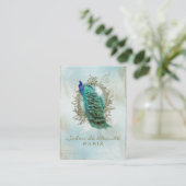 Carte De Visite Turquoise Shabby Peacock (Debout devant)