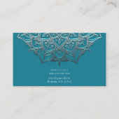 Carte De Visite Turquoise & Silver Mandala Elégant Minimal Marocai (Dos)