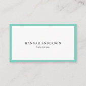 Carte De Visite Turquoise Simple Professionnel Élégant (Devant)