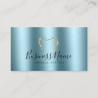 Carte De Visite Turquoise Sparkly Gold Dentiste de dents personnal