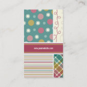 Carte De Visite Turquoise Stripes Checks Dots Scribbles Combo Moti (Dos)