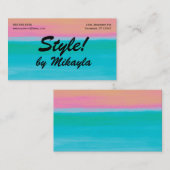Carte De Visite Turquoise to Peach Gradient Beauty Style Nails (Devant / Derrière)