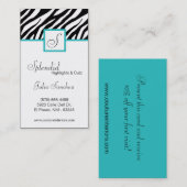 Carte De Visite Turquoise Turquoi Zebra Imprimer Personnaliser le (Devant / Derrière)