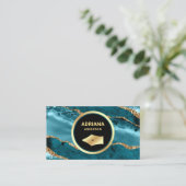 Carte De Visite Turquoise Turquoise Agate Avocat Procureur Gold Pe (Debout devant)
