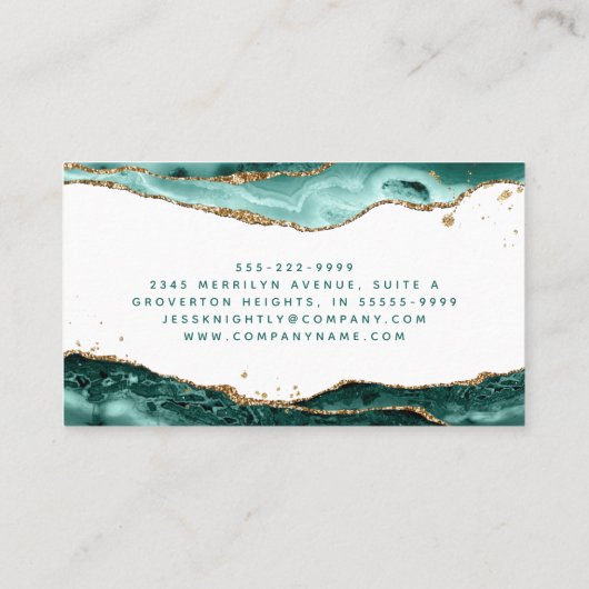 Carte De Visite Turquoise Turquoise Agate Script Monogramme Partie (Dos)