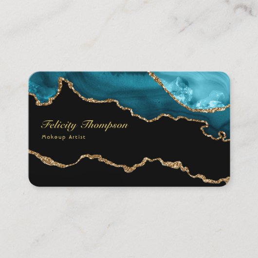 Carte De Visite Turquoise - Turquoise et or Agate Stone QR Code (Devant)