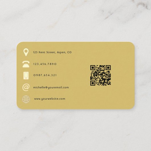 Carte De Visite Turquoise - Turquoise et or Agate Stone QR Code (Dos)