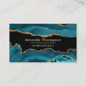 Carte De Visite Turquoise - Turquoise et or Géode Agate Pierre Bus (Devant)