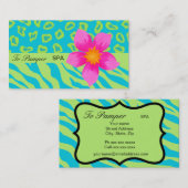 Carte De Visite Turquoise Turquoise, rose & vert Zèbre & Cheetah S (Devant / Derrière)