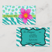 Carte De Visite Turquoise, Turquoise, rose & verte Zèbre & Cheetah (Devant / Derrière)