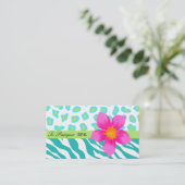 Carte De Visite Turquoise, Turquoise, rose & verte Zèbre & Cheetah (Debout devant)