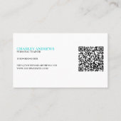 Carte De Visite Turquoise vertical | Photo du code QR de l'entraîn (Dos)
