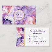 Carte de visite Turquoise Violet Et Rose (Devant / Derrière)