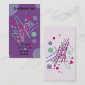 Carte De Visite Turquoise violet rose lignes (Devant / Derrière)