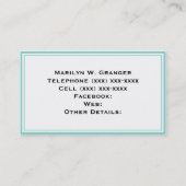 Carte De Visite Turquoise Wht Moroccan #5 Hot Pink2 Nom Monogram (Dos)