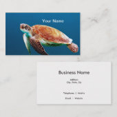 Carte De Visite Turtle Blue Water Photo (Devant / Derrière)