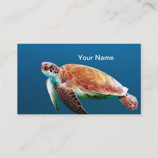 Carte De Visite Turtle Blue Water Photo (Devant)