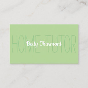 Carte De Visite Tuteur à la maison vert clair minimaliste simple
