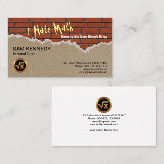 Carte De Visite Tuteur créatif de maths de graffiti de maths de (Devant / Derrière)