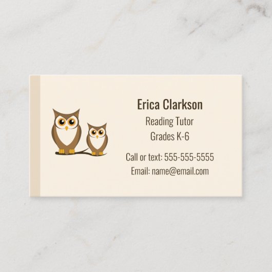 Carte De Visite Tuteur en anglais, en alphabétisation ou en lectur (Devant)