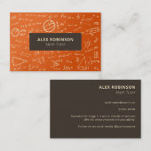 Carte de visite tuteur en mathématiques orange et (Devant / Derrière)