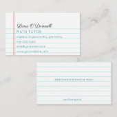 Carte De Visite Tuteur en papier à Carnet à revêtement modifiable (Devant / Derrière)