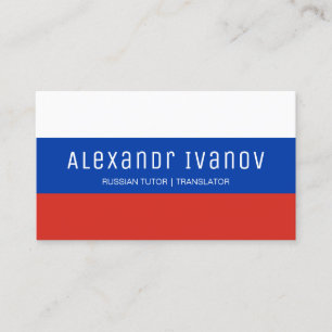 Carte De Visite Tuteur en russe blanc bleu et rouge