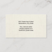 Carte De Visite Tuteur enseignant à la pomme et au ver mou (Dos)